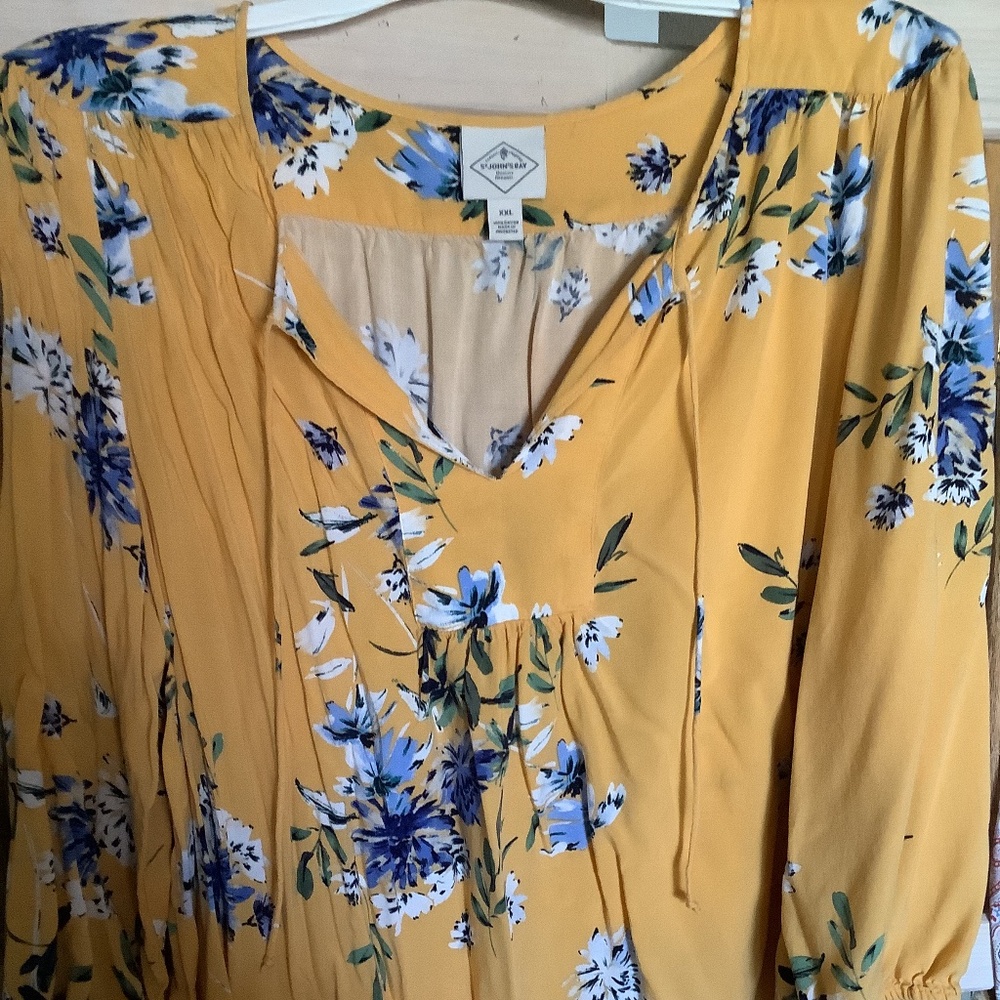 Yellow floral peasant blouse